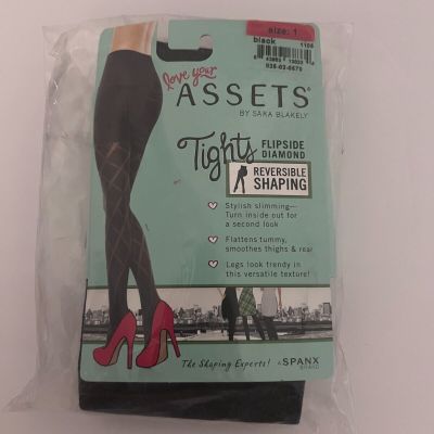 Love Your Assets Spanx Sheers Tights Flipside Diamond Reversible Shaping Black 1